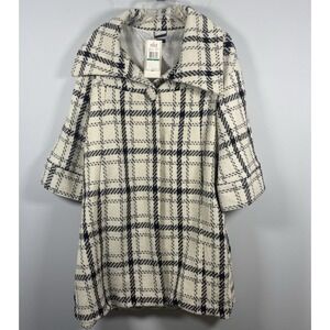 Red by Marc Ecko Womens L Y2K Cream Black Plaid Wool Blend Jacket Classic Office